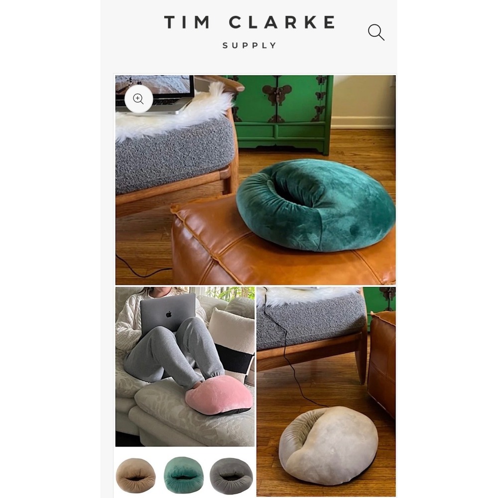 Tim Clarke Supply Electric Foot Warmer Emerald Green Velvet Plush Heated Cushion